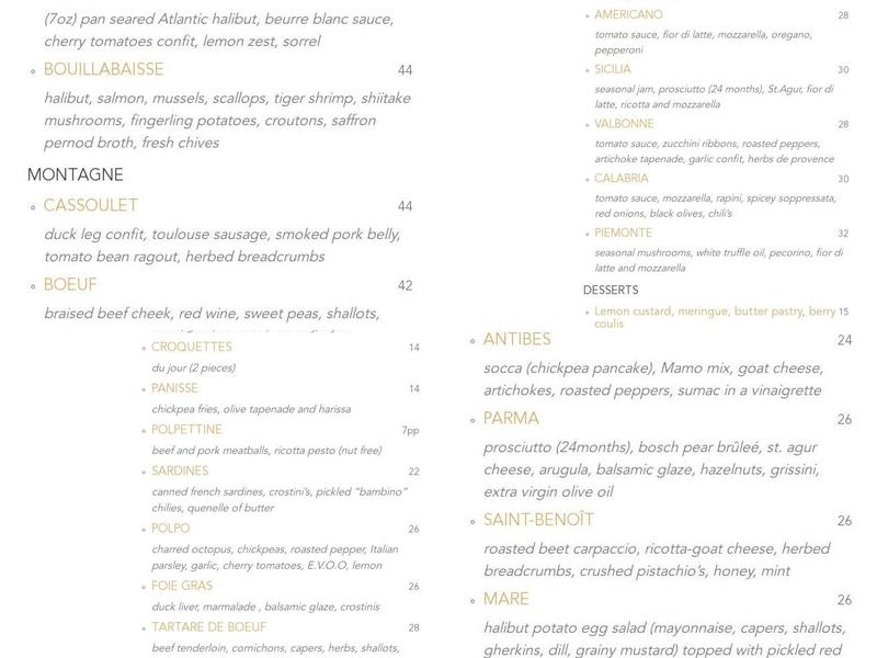 Domaine MaMo Menu