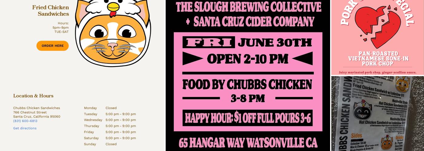 Chubbs Chicken Sandwiches Menu