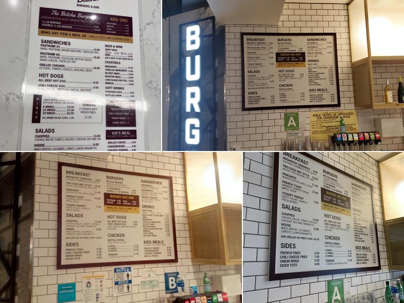 Betcha Burgers Menu