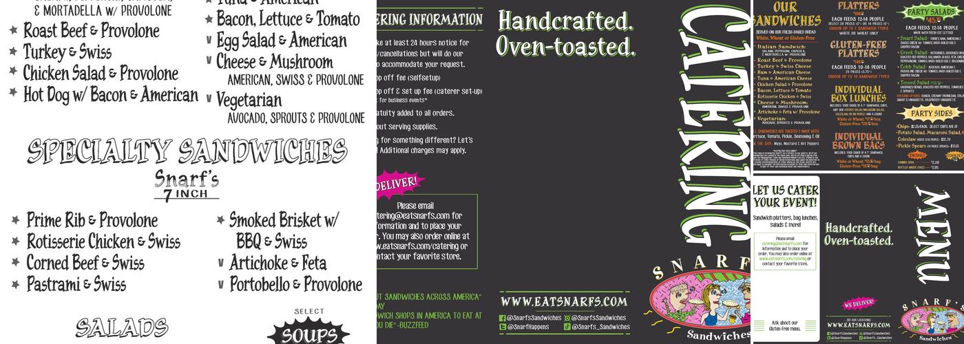 Snarf's Sandwiches Menu
