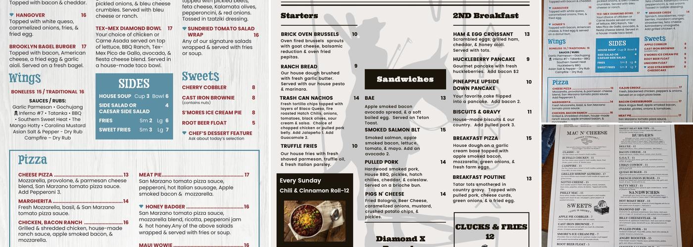 Diamond X Beer Co. Menu