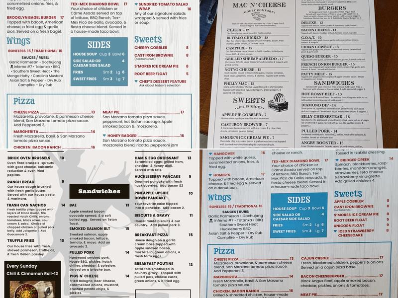 Diamond X Beer Co. Menu