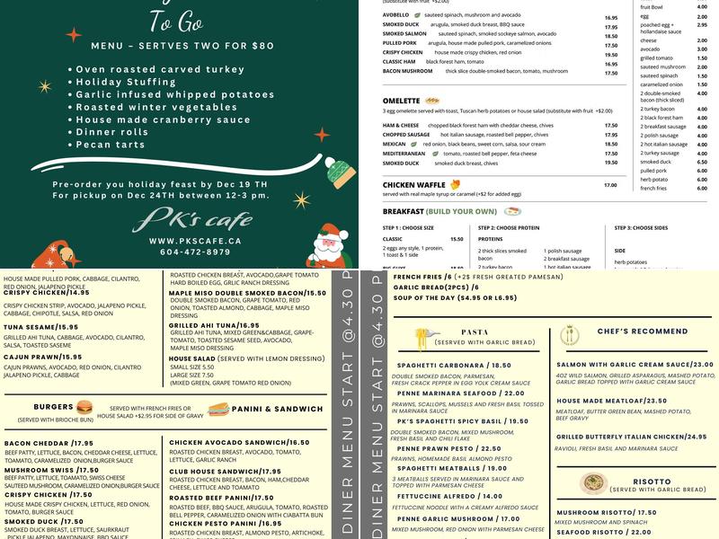 PKs cafe Menu