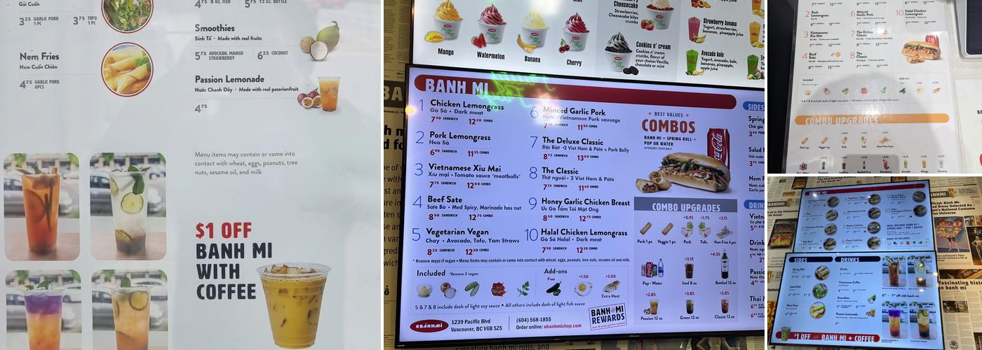 Obanhmi Menu