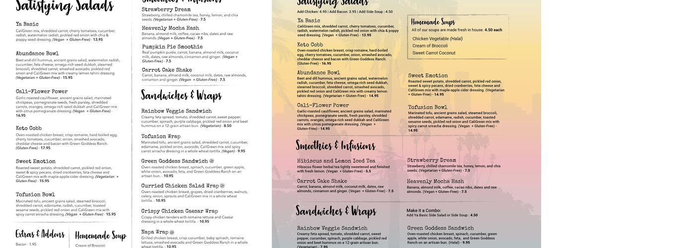 Califresh Menu