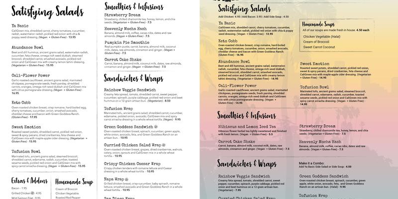 Califresh Menu