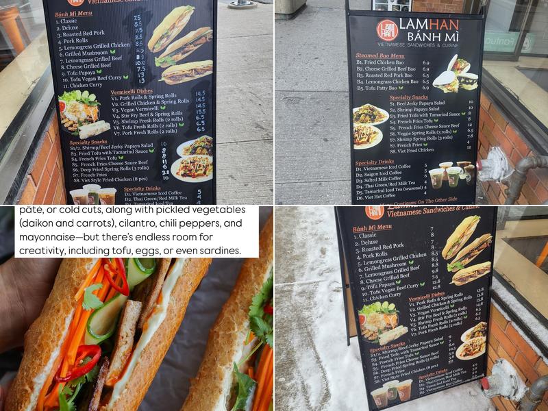 Lamhan Banh Mi Menu