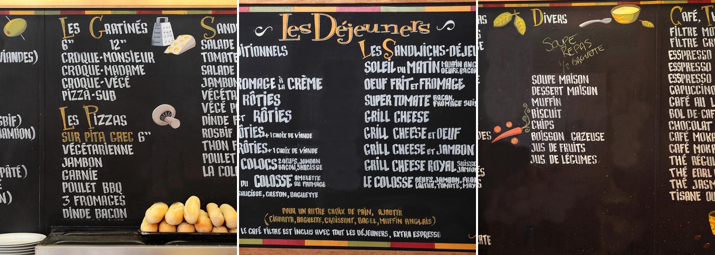 Les Colocs café resto Menu
