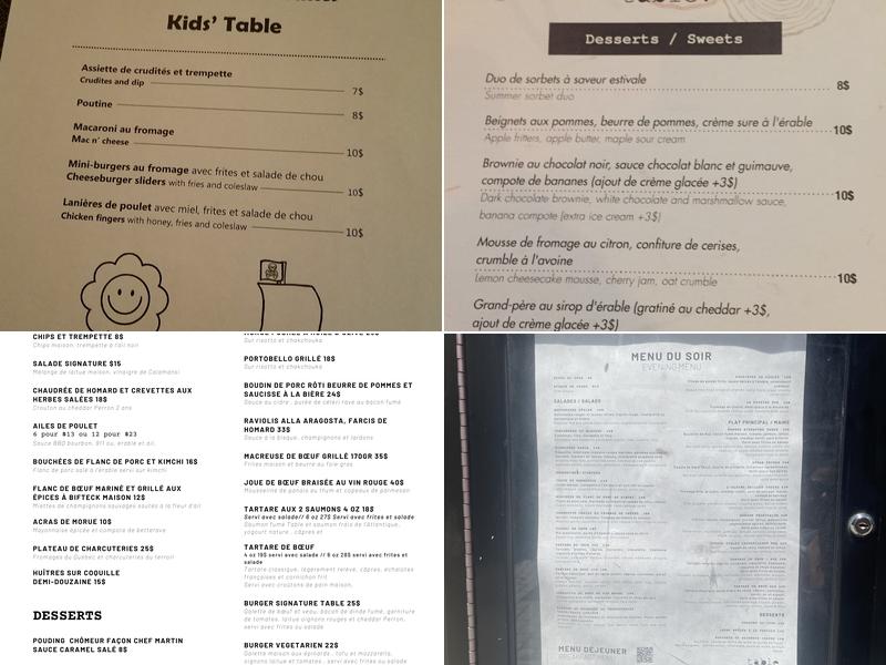 Table Menu