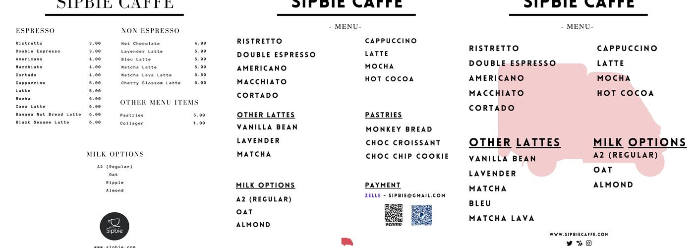 Sipbie Caffe Menu