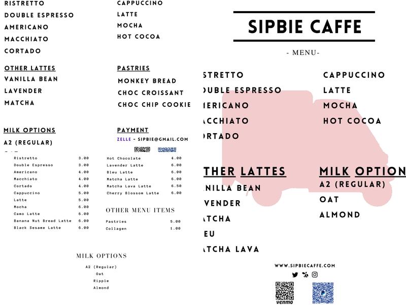 Sipbie Caffe Menu