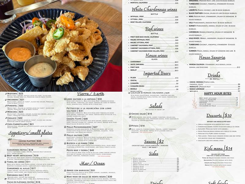 Chicha Peruvian Kitchen Menu