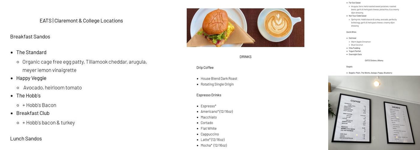 Souvenir Coffee Co. Menu