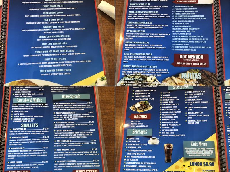 Sammy's Cafe Menu
