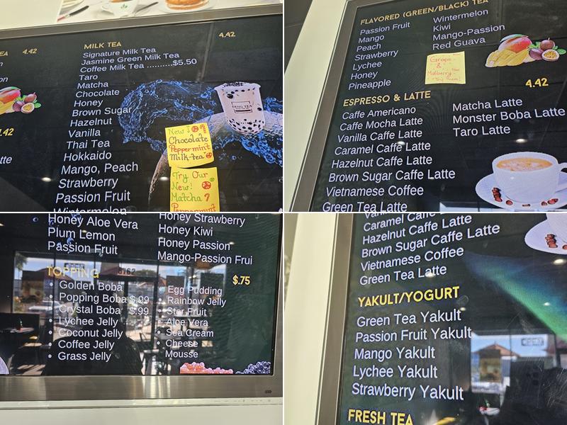 PARADIZO Boba Tea House Menu