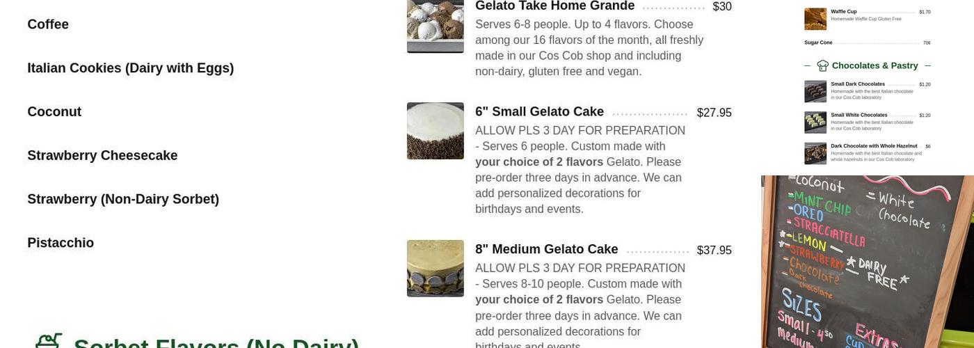 GELATO&Cioccolato Menu