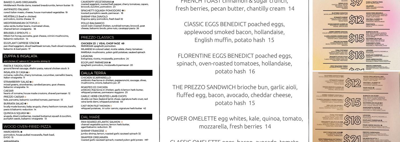 Prezzo Italian Restaurant & Bar - Palm Beach Gardens Menu