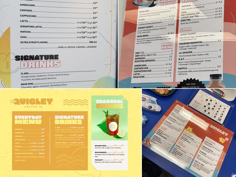 Quigley Coffee Company Menu