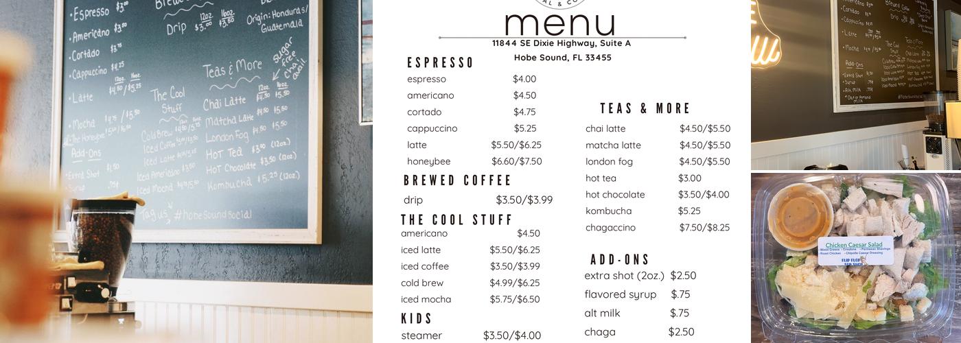 Hobe Sound Social & Coffee Menu