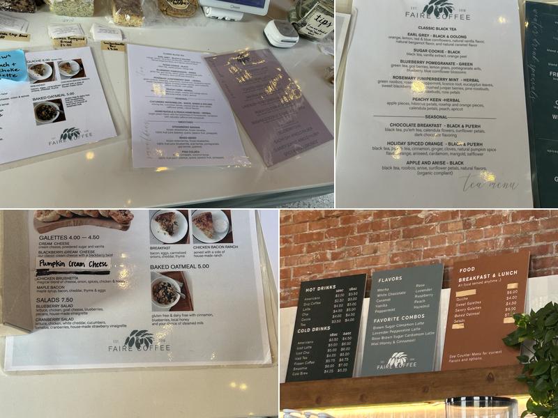 FaireCoffee Menu