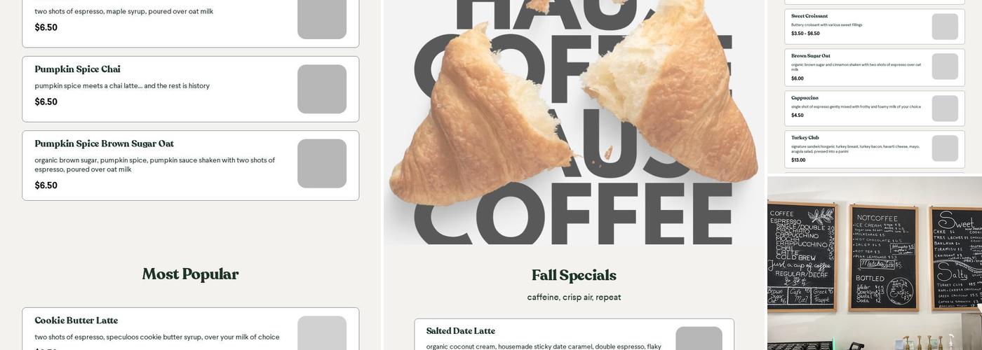 Coffee Haus Menu