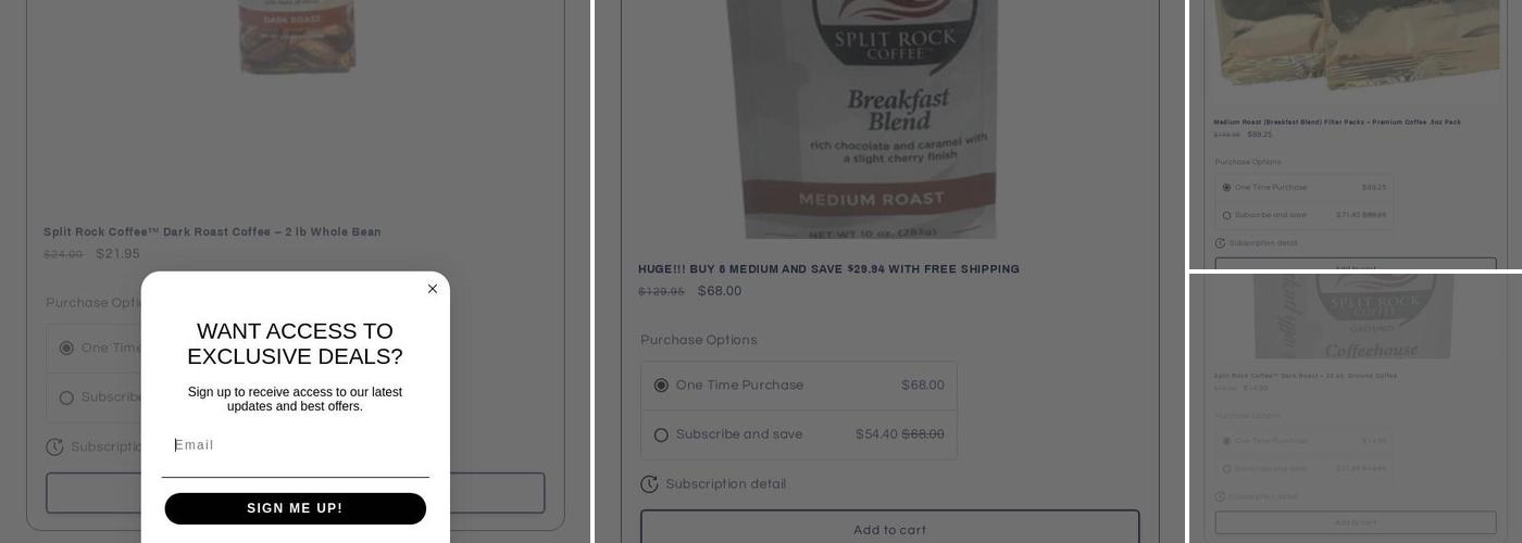 Split Rock Coffee LLC Menu