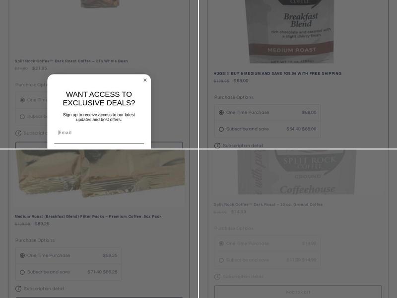 Split Rock Coffee LLC Menu