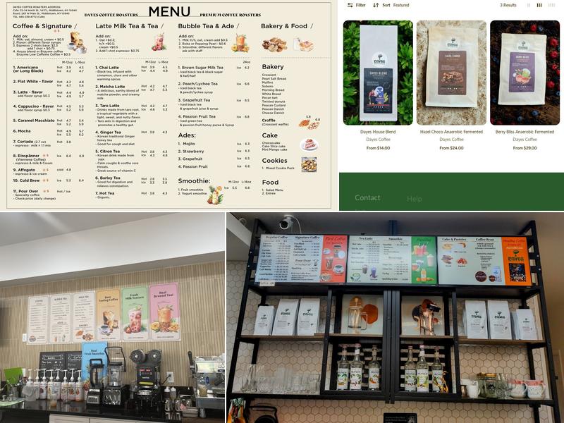 DAYES Coffee Roasters Menu