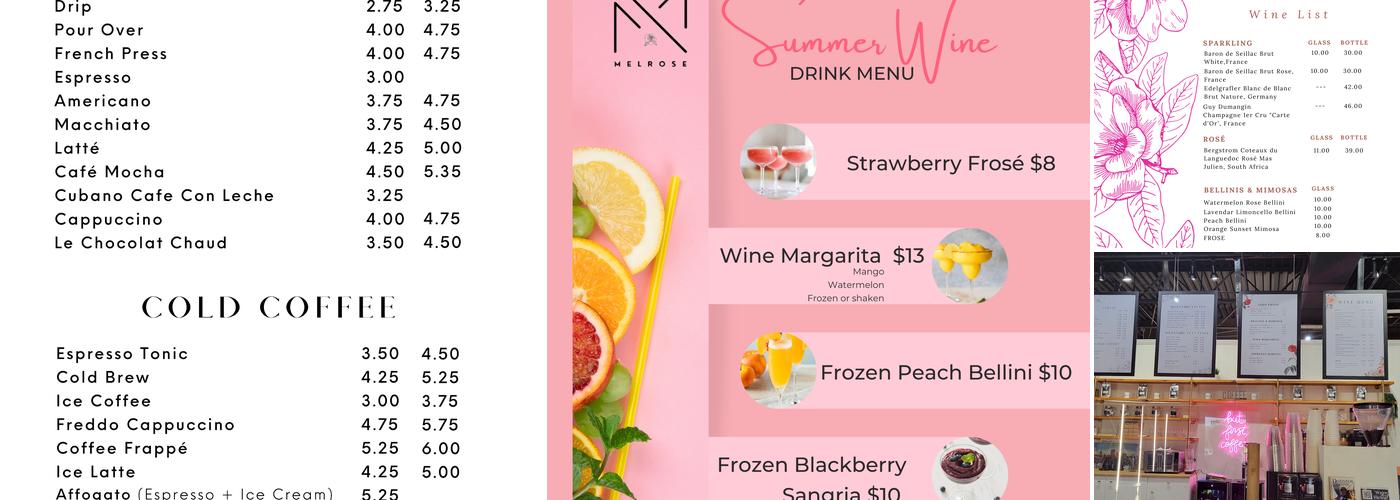 Melrose Coffee & Wine Lounge Menu