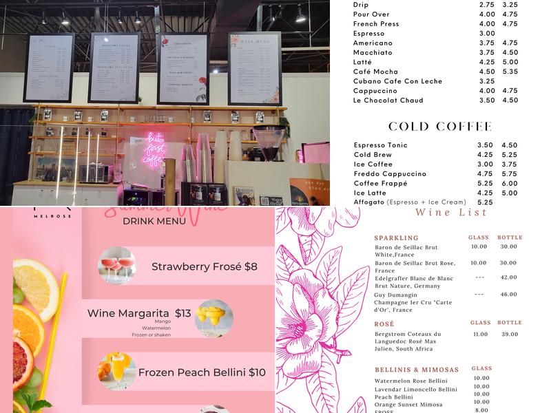 Melrose Coffee & Wine Lounge Menu