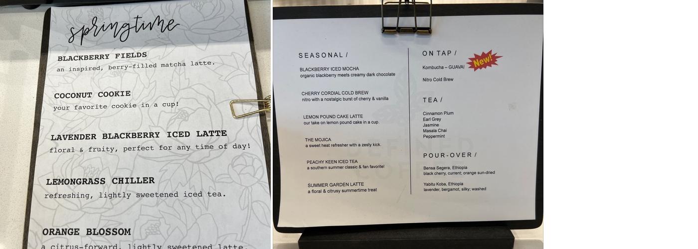 Defined Coffee Menu