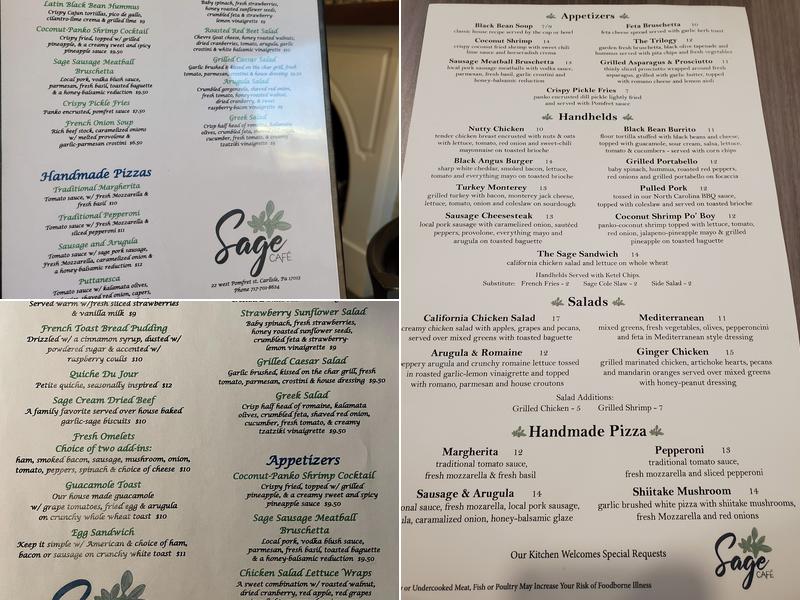 Sage Cafe Menu