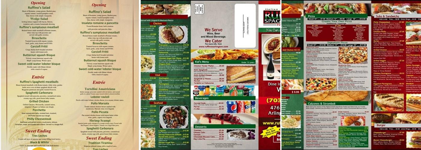 Ruffino's Spaghetti House Menu