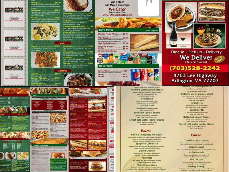 Ruffino's Spaghetti House Menu