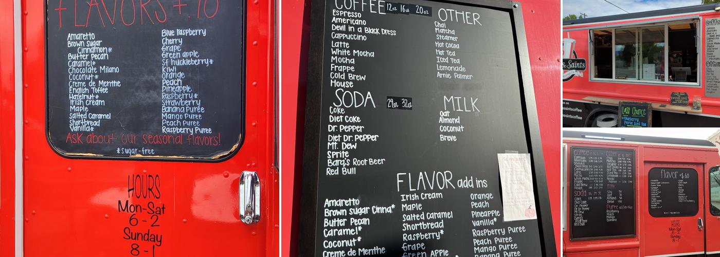 Sinners & Saints Coffee and Beverage Co. Menu