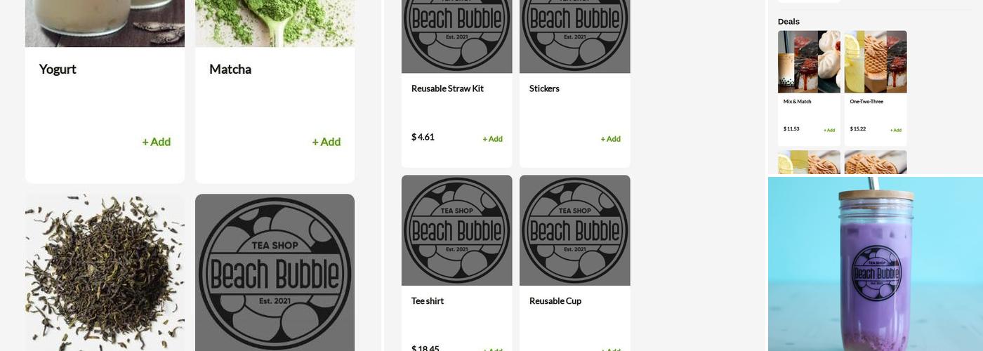 Beach Bubble Tea Menu