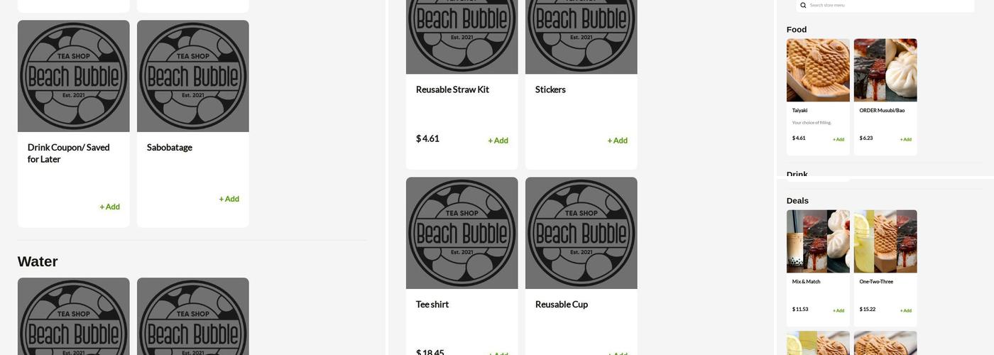 Beach Bubble Tea Menu