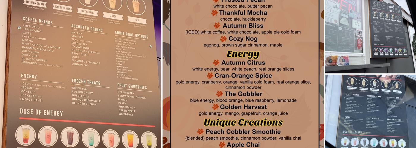 Daily Dose Coffee Co. - Kent Menu