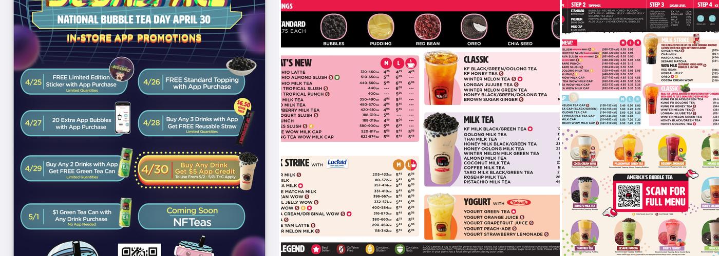 KUNG FU TEA Menu