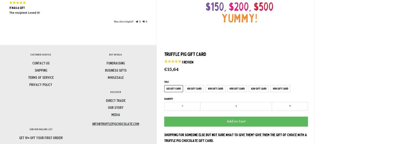 Truffle Pig Chocolate Menu