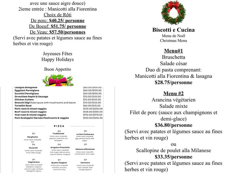 Biscotti E Cucina Menu