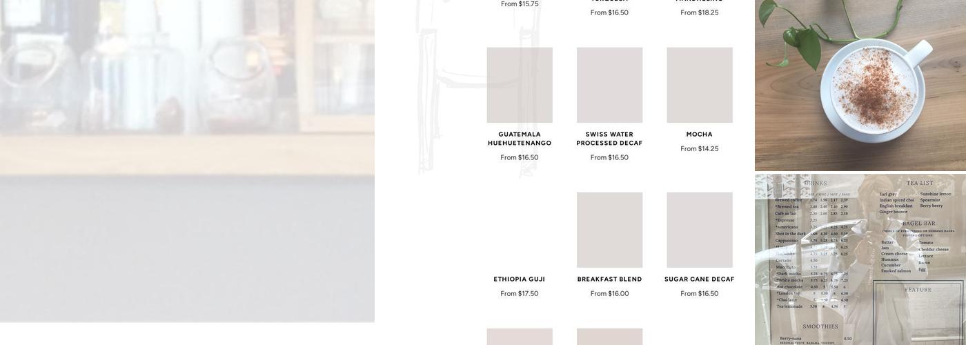 Java Blend Coffee Menu