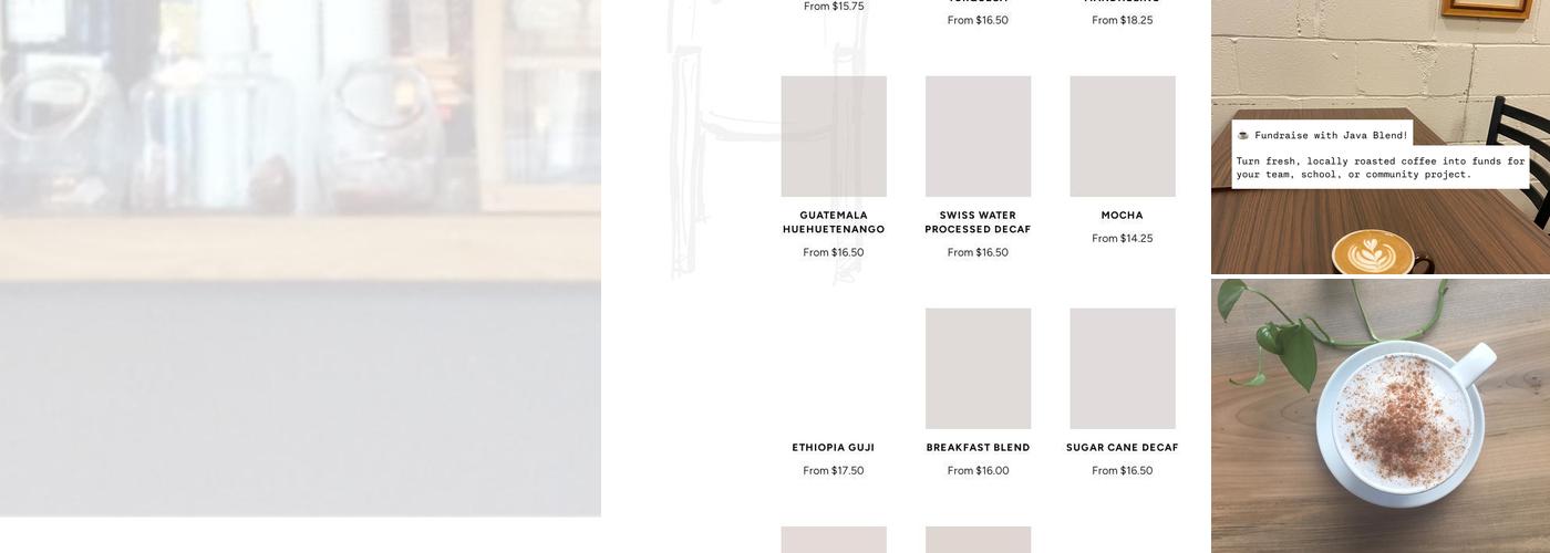 Java Blend Coffee Menu