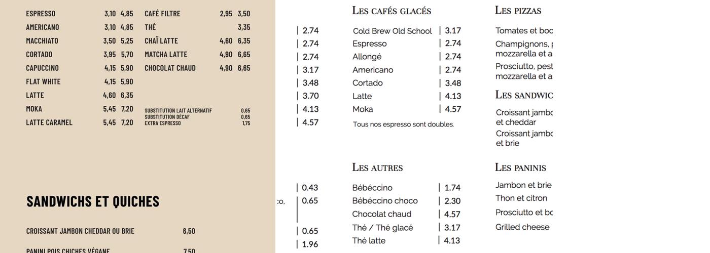 Caffè In Gamba Menu
