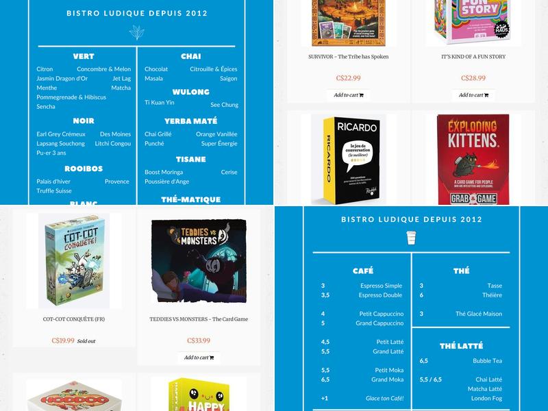 Tome2 - Boutique de Jeux / Café Menu