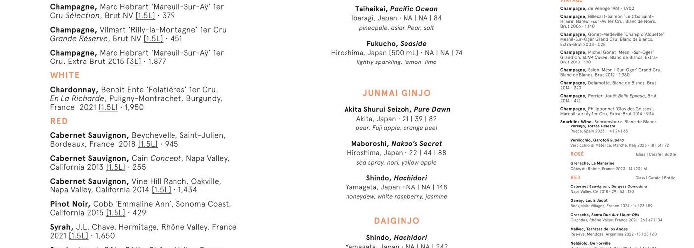 The Bungalow Kitchen - Tiburon Menu