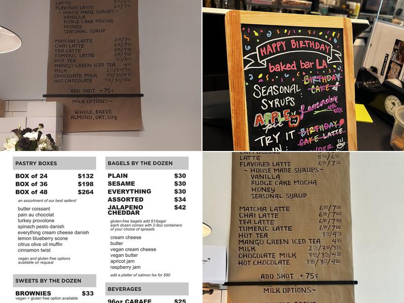 Baked Bar LA Menu