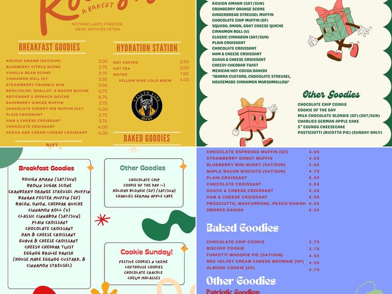Kouign Bakery Menu