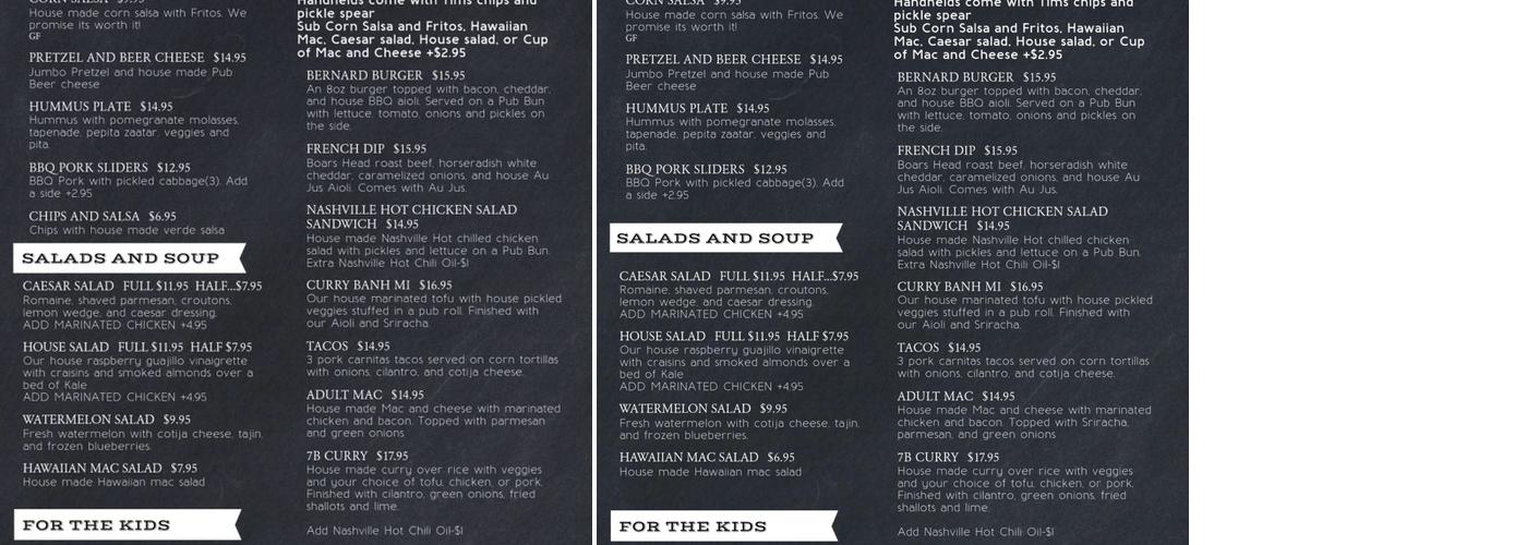 The St. Bernard Menu