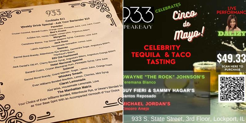 933 Speakeasy Menu